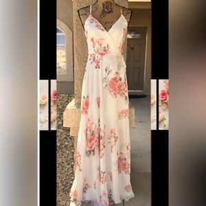 Windsor Floral Maxi Dress in Cream and Pink